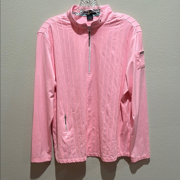 jamie sadock Tops - Jamie Sadock Pink Quarter-Zip Pullover with Studded Mock Neck